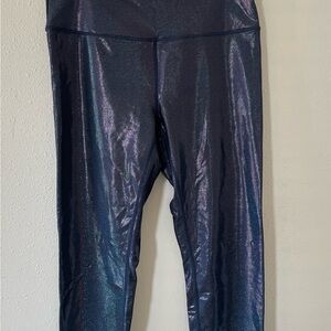ZYIA Black and Navy Iridescent Leggings Shimmery Sz 12 Women's